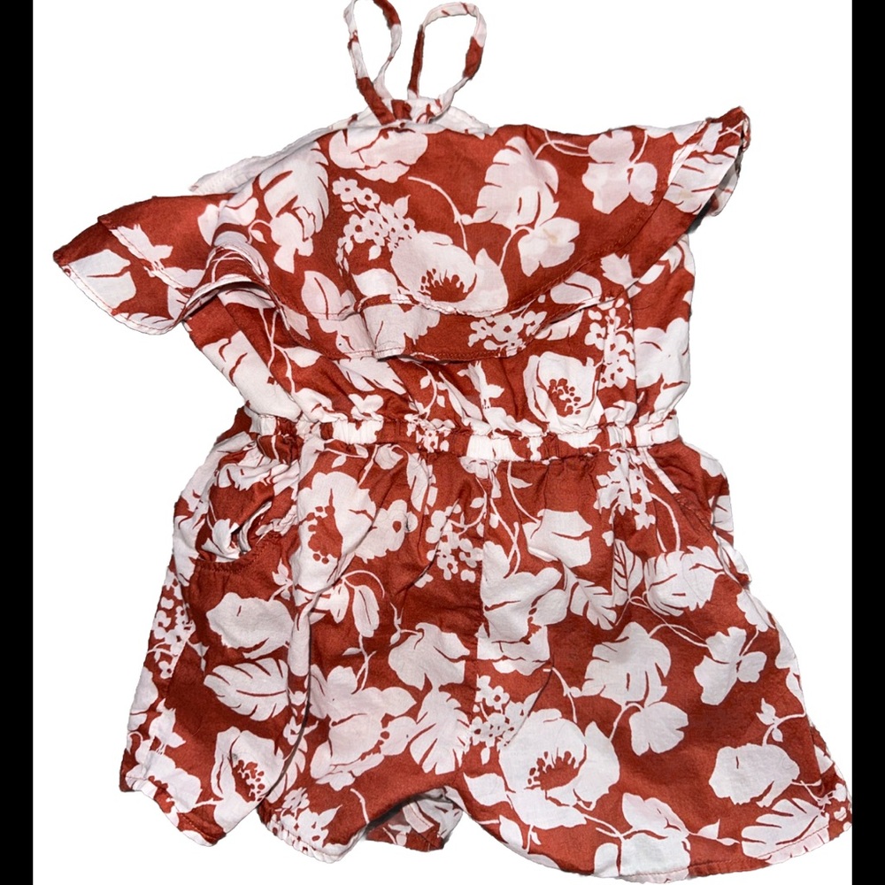 Janie and Jack Tuscan Red Floral Romper Size 4